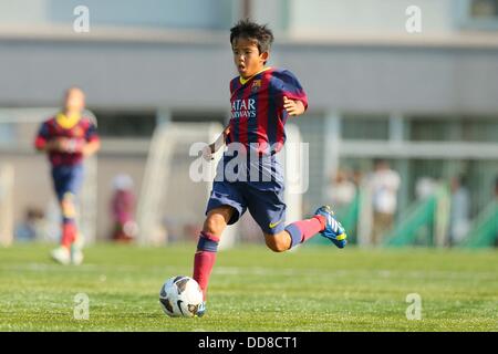 Tokio, Japan. 28. August 2013. Takefusa Kubo (Barcelona) Football / Soccer: U-12 Junior Soccer World Challenge 2013 freundliche Spiel zwischen FC Barcelona - Kashima Antlers Junior in Tokio, Japan. © AFLO SPORT/Alamy Live-Nachrichten Stockfoto