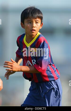 Tokio, Japan. 28. August 2013. Takefusa Kubo (Barcelona) Football / Soccer: U-12 Junior Soccer World Challenge 2013 freundliche Spiel zwischen FC Barcelona - Kashima Antlers Junior in Tokio, Japan. © AFLO SPORT/Alamy Live-Nachrichten Stockfoto