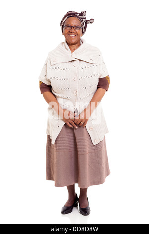 glücklich senior Afrikanerin isoliert auf weiss Stockfoto