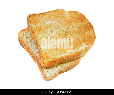 Geröstete Brotscheiben zum Frühstück auf weißen Studio-Hintergrund isoliert Stockfoto