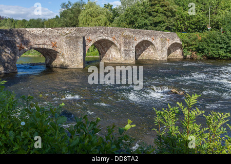 England, Devon, Bickleigh, alte Brücke & Fluss Exe Stockfoto