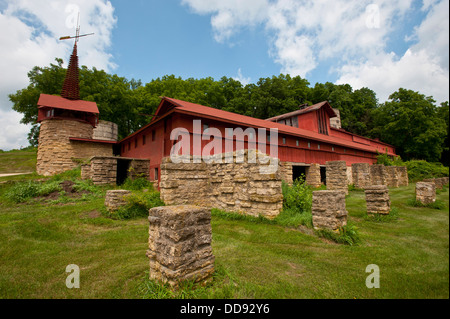 Frank Lloyd Wright, Spring Green, Wisconsin, USA-compound, Taliesin, Midway-Scheune. Stockfoto