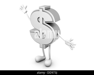 Ein Gruß Cartoon Dollar. 3D gerenderte Darstellung. Stockfoto