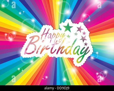 Glücklich Geburtstag Grußkarte, mit Platz für Text auf einem bunten Hintergrund. Stockfoto