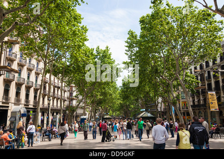 La Rambla Fußgänger touristischen Straße in Barcelona Stockfoto