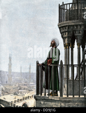 Islamischen Muezzin zum Gebet aufrief, 1800. Handcolorierte halftone Reproduktion eines Abbildung Stockfoto