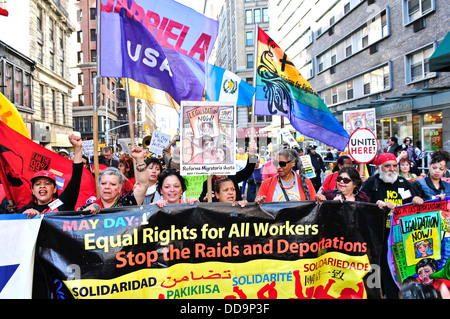 Mai 2013, International Worker’s Day, New York City, Day of the Immigrant, Union Square Umgebung, Lower Manhattan, USA Stockfoto