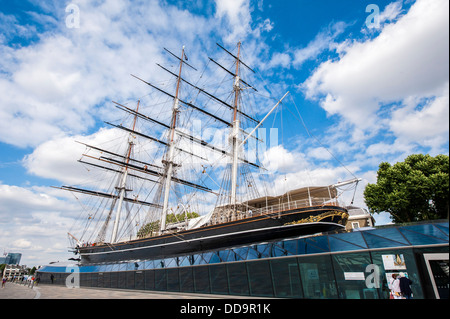 Die Cutty Sark, Tee-Clipper, in einem neu renovierten Standort. Greenwich, London, UK. Stockfoto