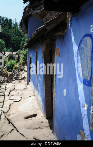 Höhlenwohnungen, die Wohnung in dem Dorf Graufthal, Elsass, Frankreich. Stockfoto