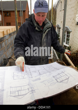 Selbstbau-Haus, bauen Häuser, bauen, Konstruktionsdetail überprüfen Stockfoto