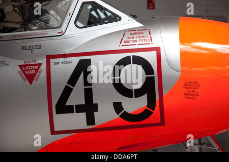 Ex-RAF-Meteor Jet Kampfflugzeug im Imperial War Museum Duxford. Stockfoto