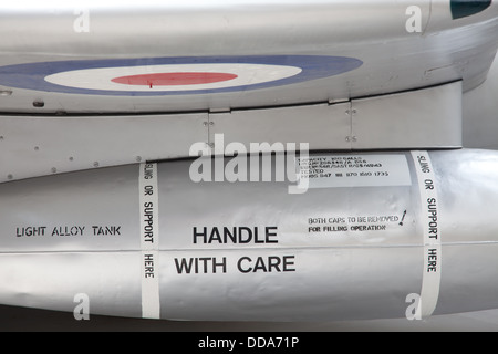 Ex-RAF-Meteor Jet Kampfflugzeug im Imperial War Museum Duxford. Stockfoto