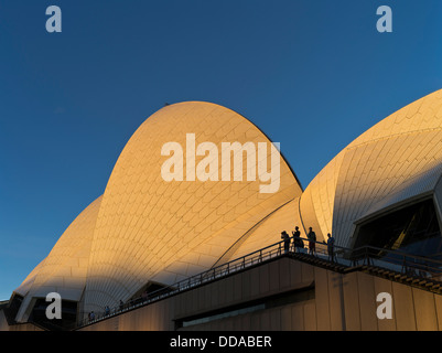 dh Sydney Opernhaus SYDNEY Australien Abend Leute Aussichtspunkt Sydney Opera House Dach tourist Stockfoto