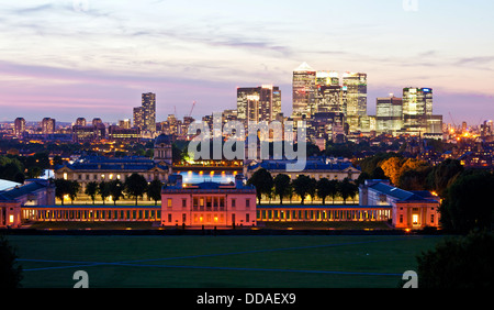 Canary Wharf von Greenwich London UK Stockfoto