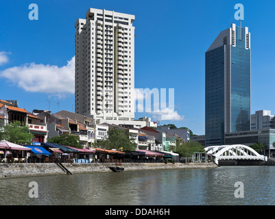 dh BOAT QUAY Singapur alte neue Gebäude Hafenrestaurants Singapore River Stockfoto
