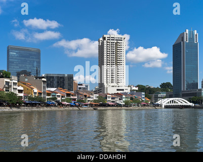dh BOAT QUAY Singapur alten neuen Gebäuden Waterfront Singapore River Stockfoto