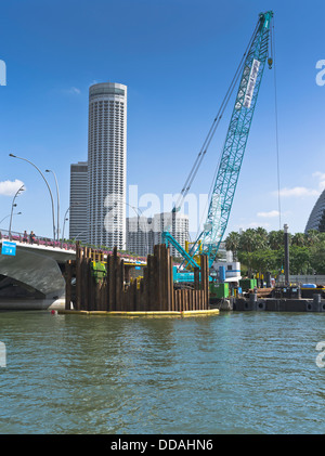Dh Sinagpore Fluss KERN DER INNENSTADT SINGAPUR Singapur Straße Brücke Bau Stadt Stockfoto