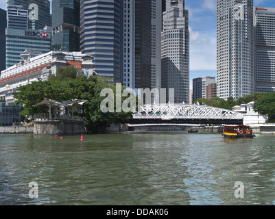 dh Singapur River DOWNTOWN CORE Singapur Bumboat Kreuzfahrt Ausflüge Singapur-Wasser-Taxi-Boote-Wolkenkratzer Stockfoto