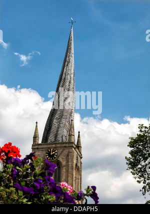 Chesterfields verdreht/crooked spire ein Wahrzeichen in Derbyshire East Midlands England Stockfoto