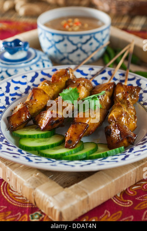 Thai Satay mit Erdnuss-Sauce Thailand Essen Stockfoto