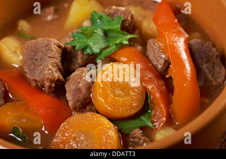 Irish stew Bauernhofart mit zartem Lammfleisch Fleisch, Kartoffeln und Gemüse Stockfoto