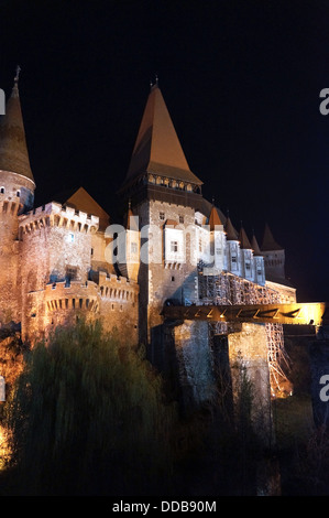 Außenansicht des Corvins Burg Hunedoara in Rumänien Stockfoto