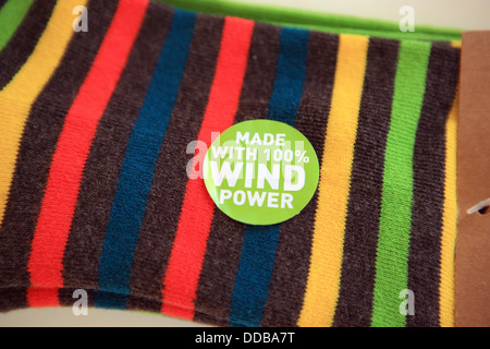 Socken aus 100 % Windenergie Stockfoto