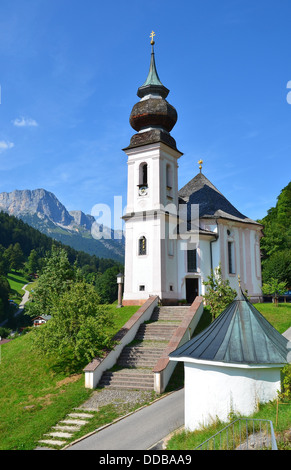 Wallfahrtskirche Wallfahrtskirche Maria Gern Bei Berchtesgaden, im Hintergrund der Untersberg, Bayern, Barock-Stil Stockfoto