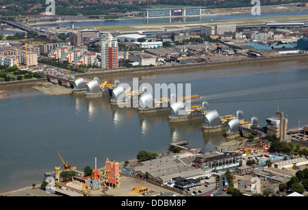 Luftaufnahme von The Thames Barrier in East London Stockfoto