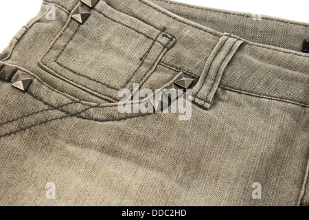 Graue Jeans Tasche Nahaufnahme Bild. Stockfoto