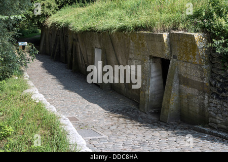 Ersten Weltkrieg eine erweiterte Dressing Station / ADS Bunker an der WW1 John McCrae site in der Nähe von Ypern, West-Flandern, Belgien Stockfoto