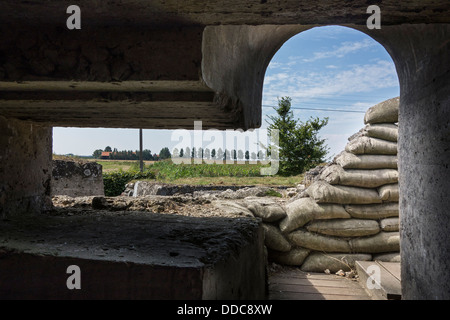 Blick vom ersten Weltkrieg Bunker an der Dodengang / Boyau De La Mort / Graben des Todes, Diksmuide, West-Flandern, Belgien Stockfoto