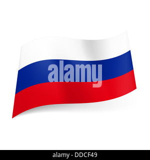 Staatsflagge der Russischen Föderation: weiße, blaue und rote Querstreifen. Stockfoto