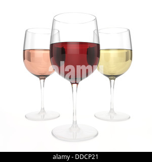 3 Gläser Wein Stockfoto