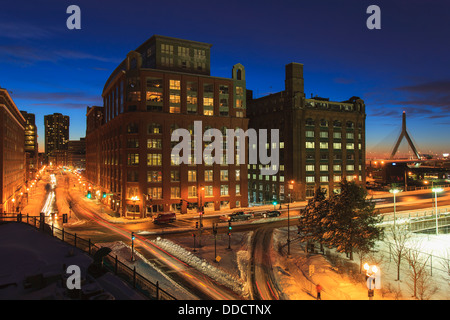 Blick auf die Stadt nach Schneesturm in Boston, Suffolk County, Massachusetts, USA Stockfoto