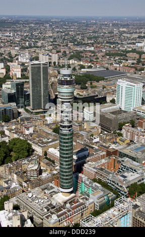 Luftbild von der Telekom-Turm in Belgravia, London. Ehemals der Post Office Tower Stockfoto