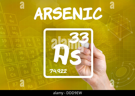 Symbol für das chemische Element Arsen Stockfoto