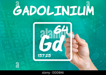 Symbol für das chemische Element gadolinium Stockfoto