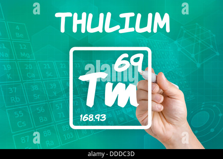 Symbol für das chemische Element thulium Stockfoto