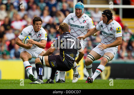 LEICESTER, UK - Samstag, 31. August 2013. Aktion aus dem Vorbereitungsspiel zwischen Leicester Tigers und Ulster gespielt an der Welford Road, Leicester. Bildnachweis: Graham Wilson/Alamy Live-Nachrichten Stockfoto