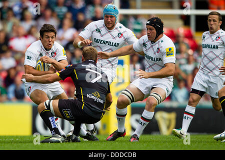 LEICESTER, UK - Samstag, 31. August 2013. Aktion aus dem Vorbereitungsspiel zwischen Leicester Tigers und Ulster gespielt an der Welford Road, Leicester. Bildnachweis: Graham Wilson/Alamy Live-Nachrichten Stockfoto