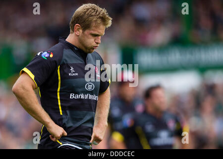 LEICESTER, UK - Samstag, 31. August 2013. Aktion aus dem Vorbereitungsspiel zwischen Leicester Tigers und Ulster gespielt an der Welford Road, Leicester. Bildnachweis: Graham Wilson/Alamy Live-Nachrichten Stockfoto