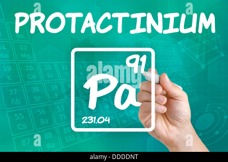 Symbol für das chemische Element protactinium Stockfoto