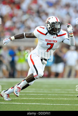 Dallas, Tx, USA. 30. August 2013. August 30,2013: Linebacker wird Smith #7 von Texas Tech in einem Spiel zwischen den Texas Tech Red Raiders und die SMU Mustangs im Gerald J. Ford Stadium in Dallas, Texas Manny Flores/CSM. © Csm/Alamy Live-Nachrichten Stockfoto