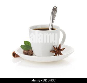 Tasse Kaffee isoliert auf weißem Hintergrund Stockfoto