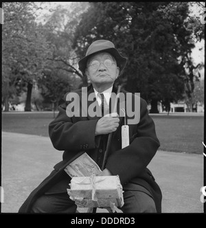 Hayward, Kalifornien. Großvater von japanischer Abstammung an lokalen Park für die Ankunft von Evac wartet... 537511 Stockfoto