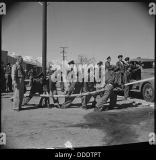 Manzanar Relocation Center, Manzanar, Kalifornien. Eine Praxis Feuer Bohren gibt die örtliche Feuerwehr zu fahren... 536948 Stockfoto