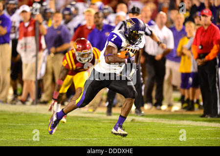 31. August 2013 - Ames, Iowa, Vereinigte Staaten von Amerika - 31. August., 2013: UNI RB David Johnson einfahren für einen Touchdown während der NCAA Football-Spiel zwischen den Iowa State Zyklonen und Northern Iowa Panthers im Jack Trice Stadium in Ames, Iowa... KE-Lu/CSM Stockfoto