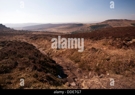 Blick westlich von Burbage Moor ist Higger Tor auf der rechten Seite, in der Peak District National Park Stockfoto