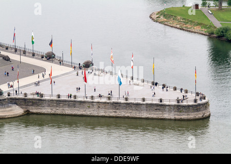 Koblenz, Deutschland, Rhein, Mosel, Rheinland, Rheinland-Pfalz, Stadt Panorama, Deutsches Eck Stockfoto